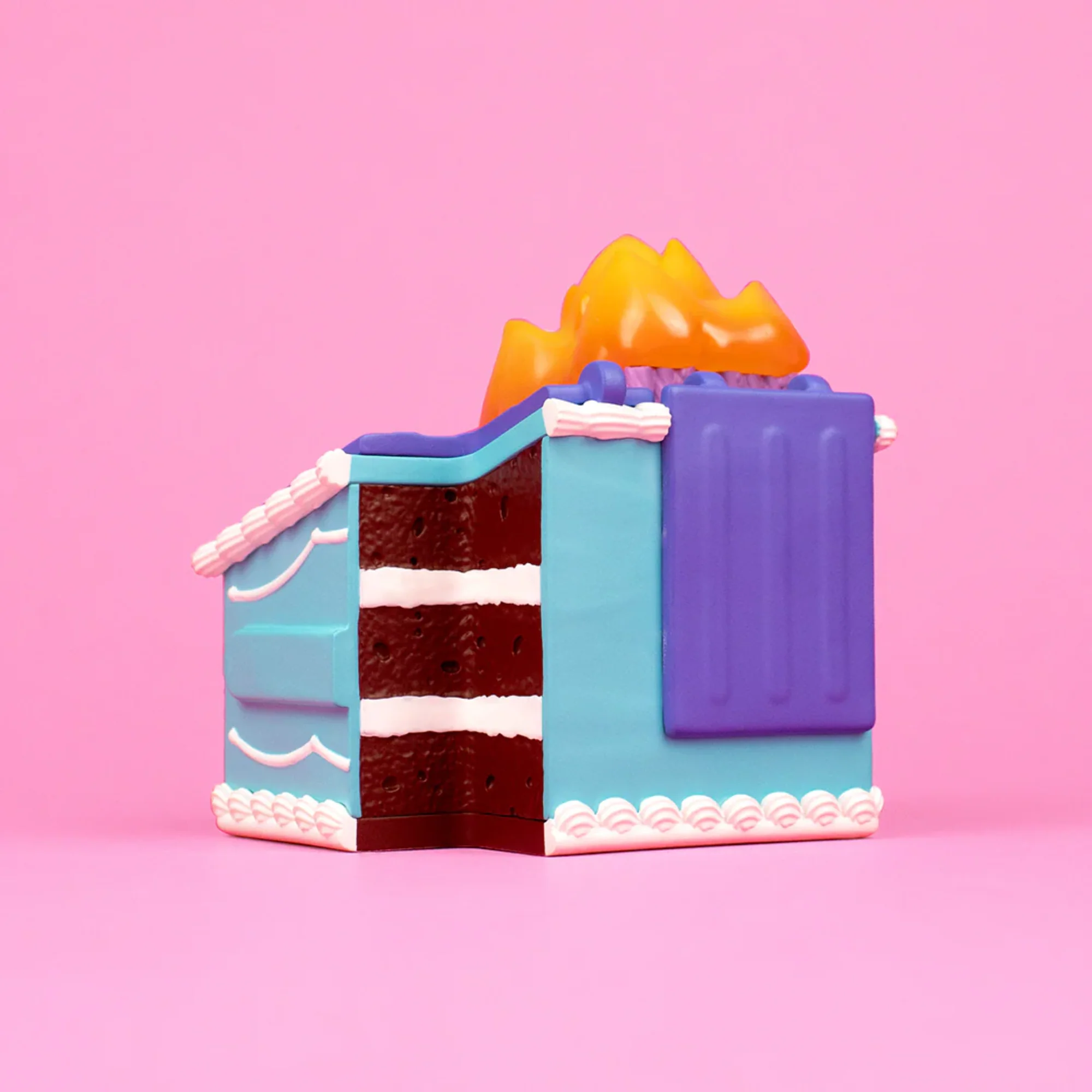 בובת אספנות | מהדורה מוגבלת - Birthday Cake Dumpster Fire Vinyl Figure - Image 5