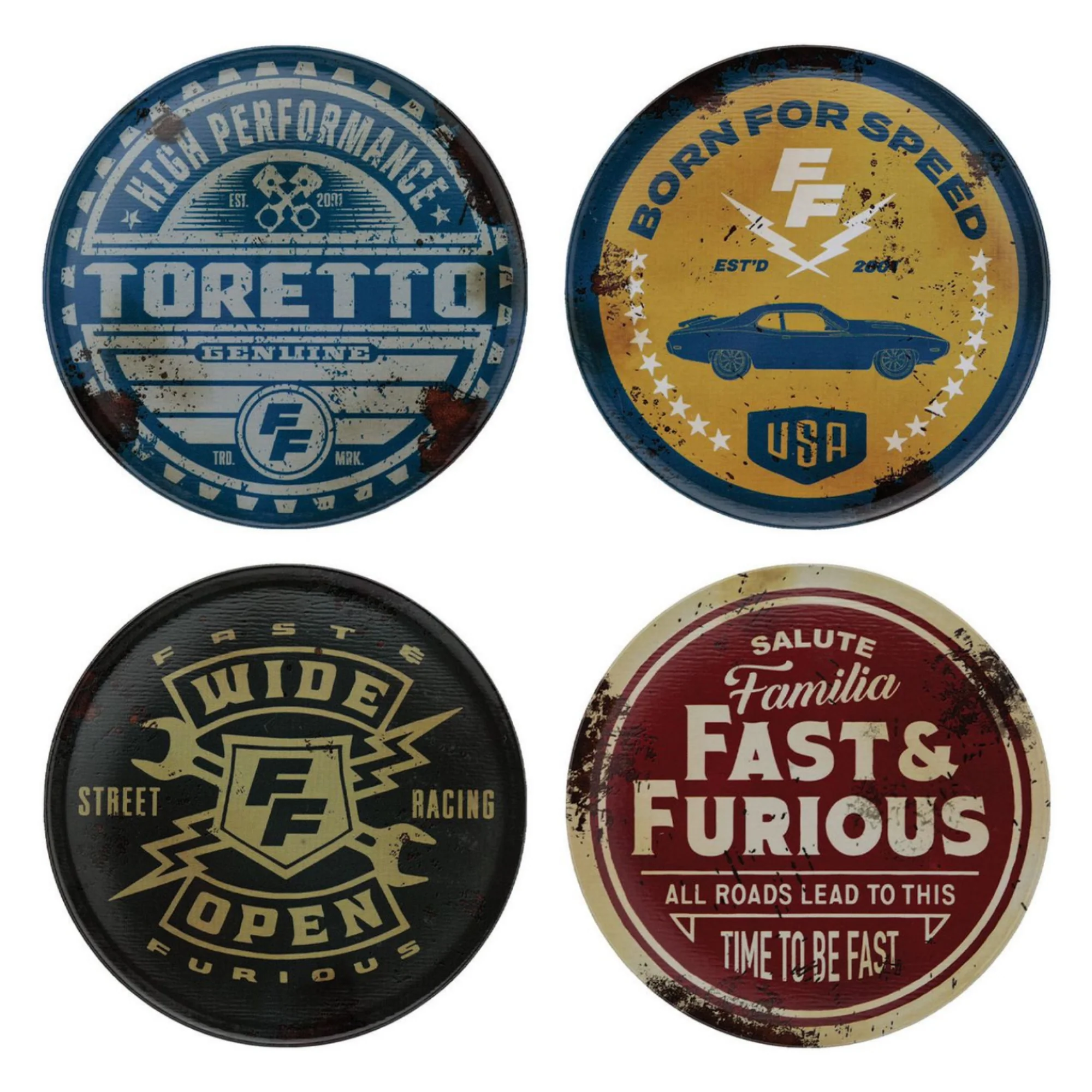 סט תחתיות לכוסות | Fast & Furious Set of 4 Vintage Style Coasters