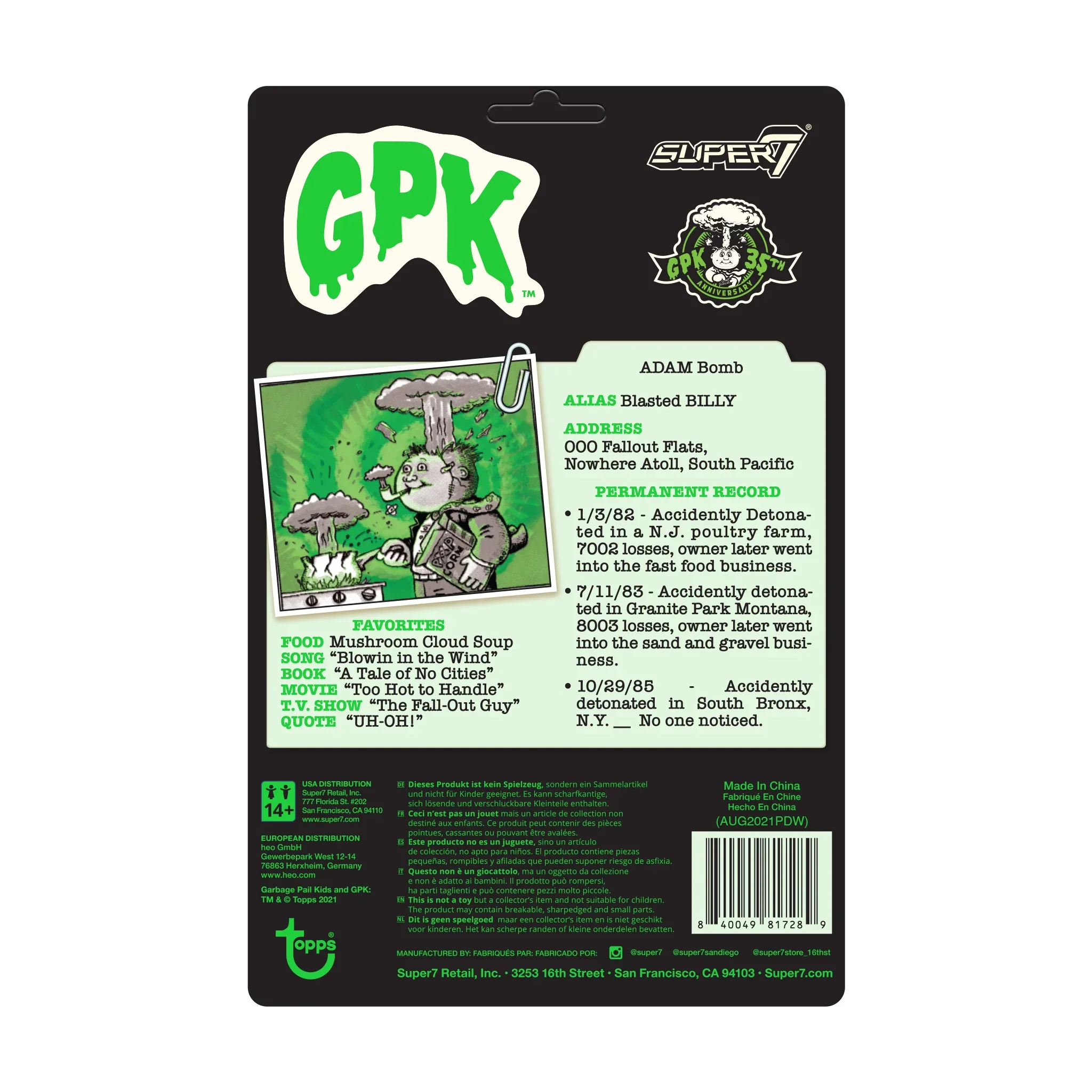 ריאקשן | Garbage Pail Kids: Adam Bomb (Glow) - Image 4